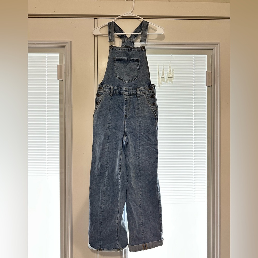 Amazon Women's Straight Leg Denim Overalls in Faded Blue